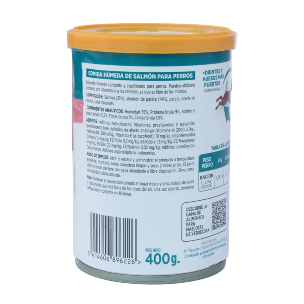 ALIMENTO HUMEDO PERRO SALMON 400GR VERDECORA