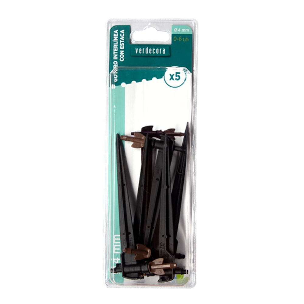 GOTERO CON ESTACA INTERLINEA DE 0 A 6 L/H 5UD VERDECORA