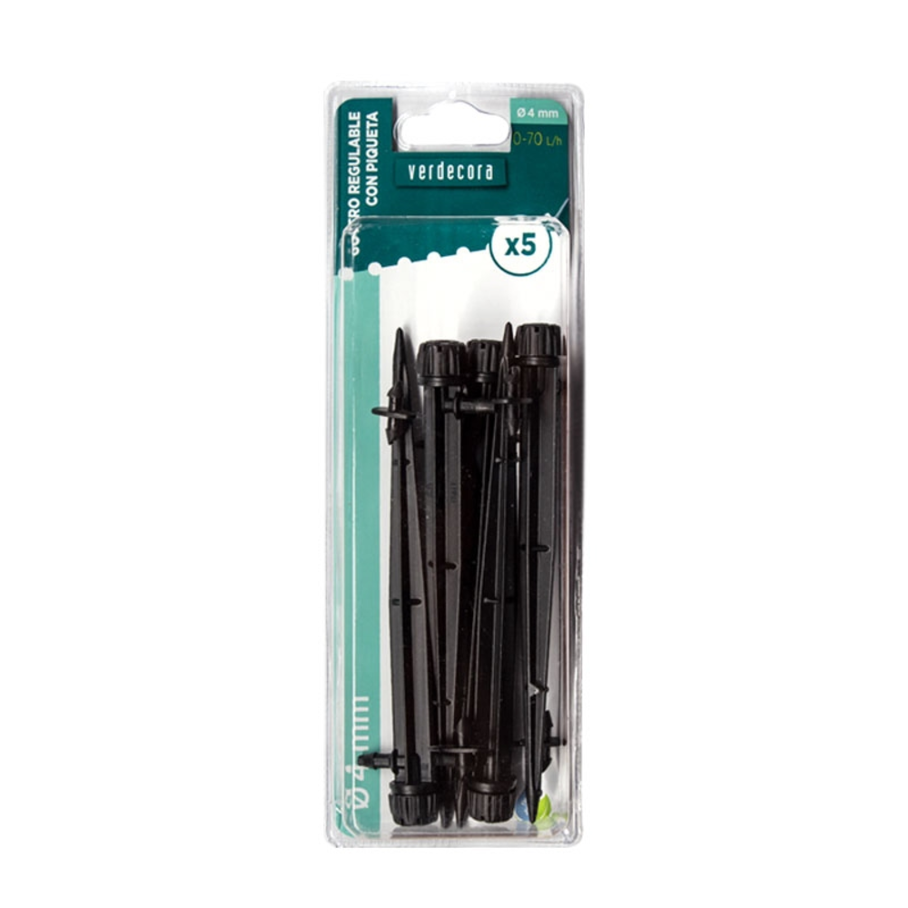 GOTERO REGULABLE CON PIQUETA 0-70 L/H 5UD VERDECORA