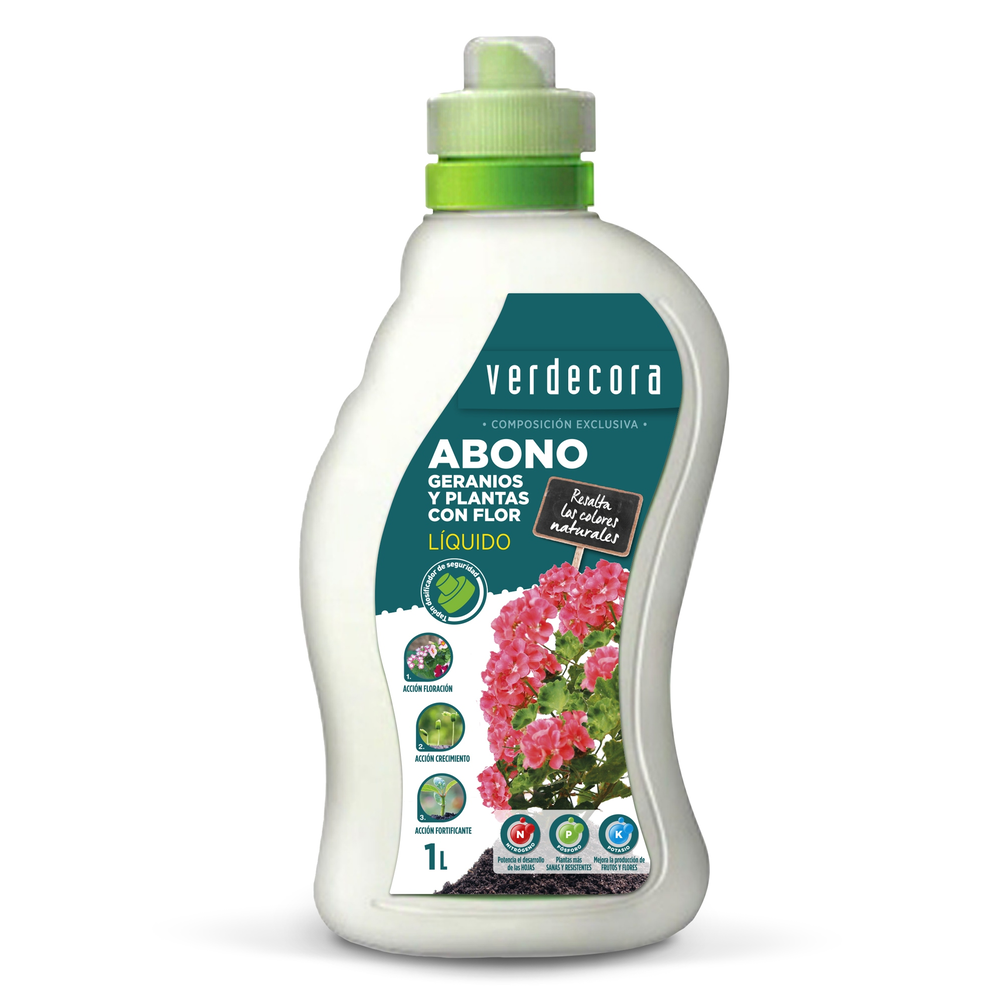 ABONO LIQUIDO GERANIOS Y PLANTAS CON FLOR VERDECORA 1L