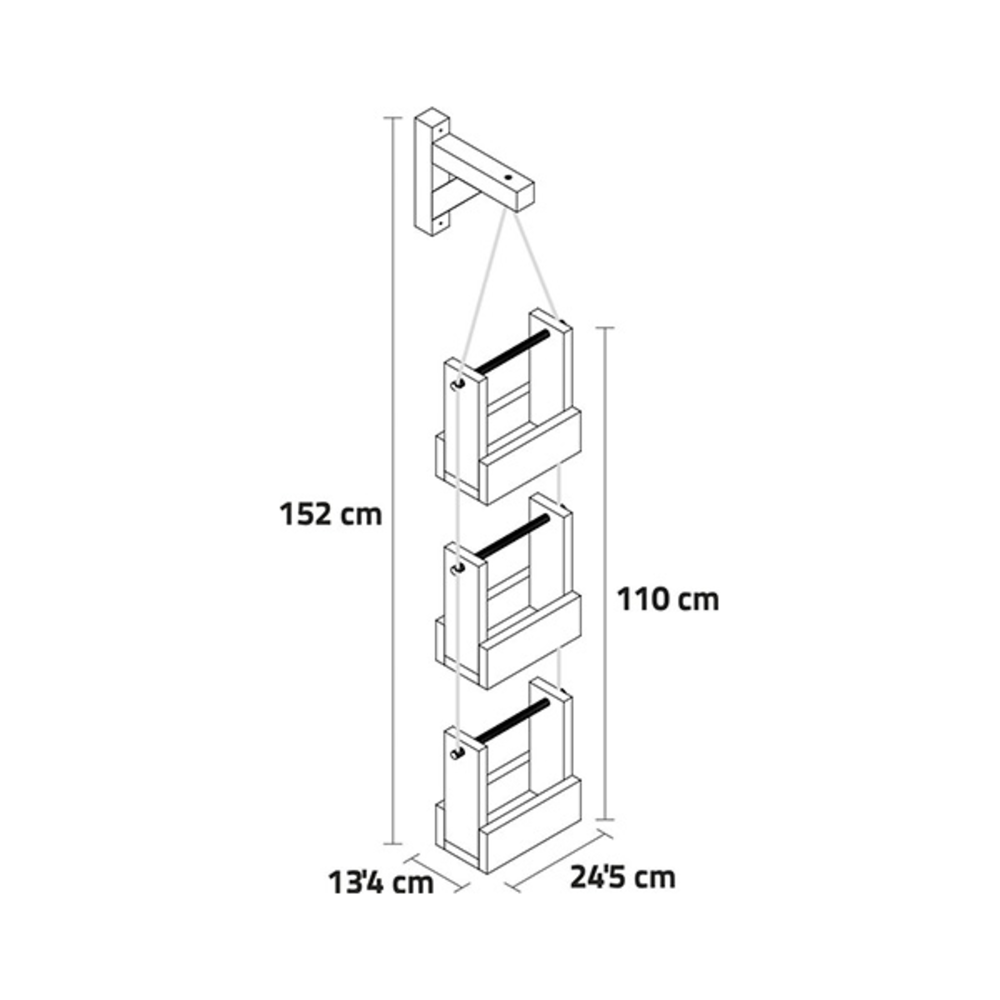 HUERTO VERTICAL WOODY 3 BALDAS 24X27X152CM