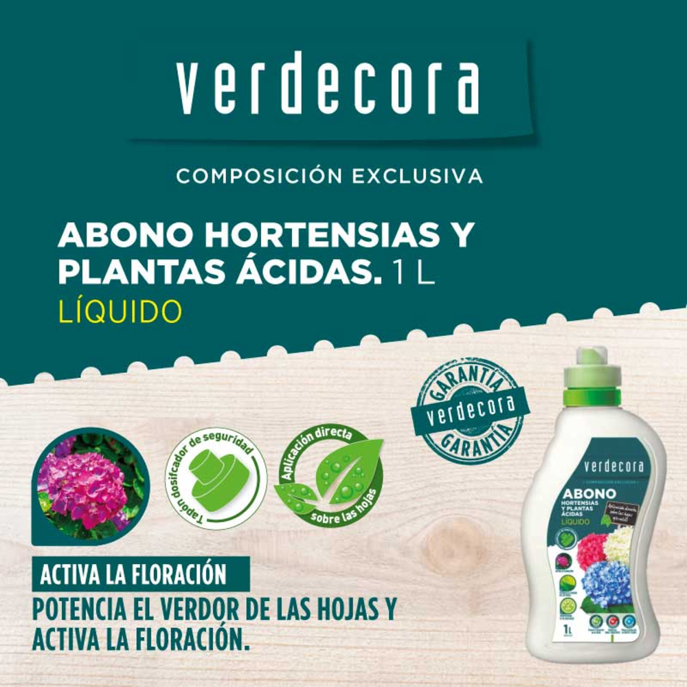 VERDECORA ABONO HORTENSIAS Y PLANTAS ACIDAS 1 LITRO