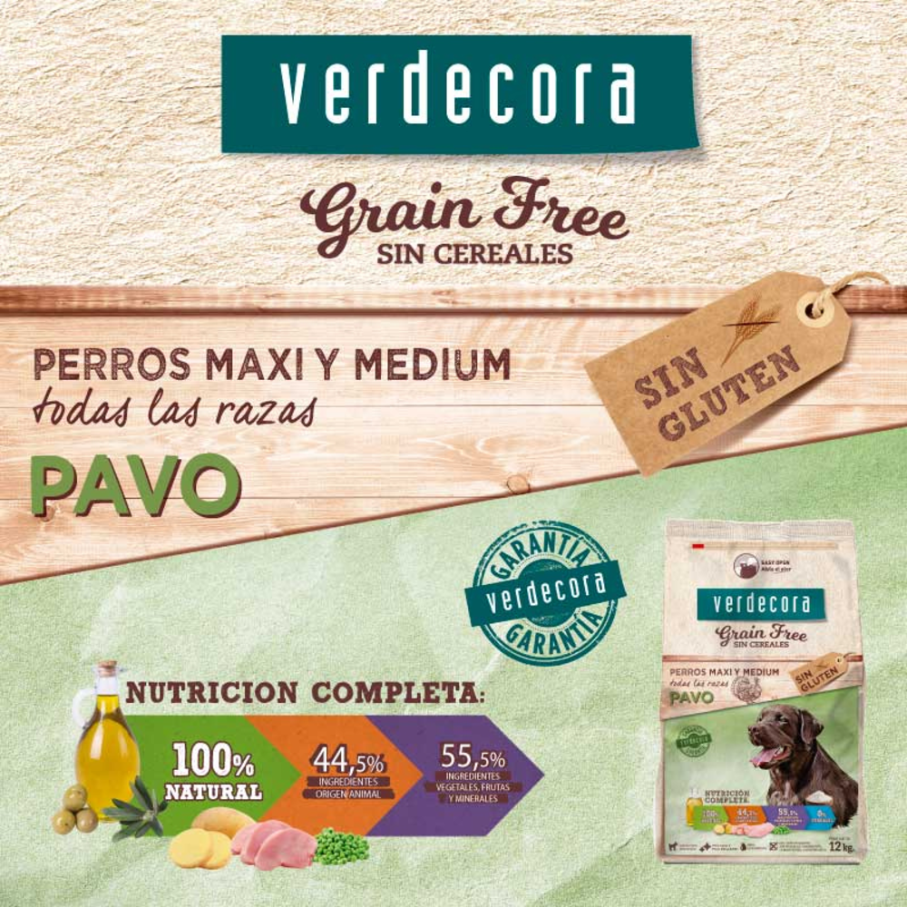 VERDECORA GRAIN FREE ADULT PAVO 12 KILOS