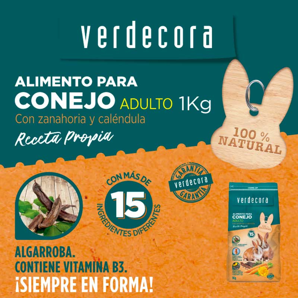 ALIMENTO CONEJO ADULTO 1 KILO VERDECORA