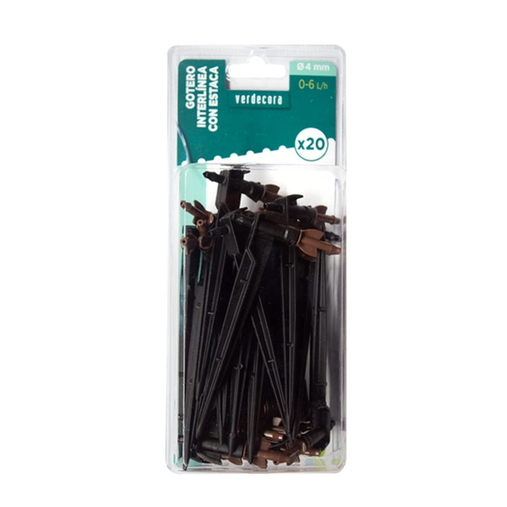 GOTERO CON ESTACA INTERLINEA DE 0 A 6 L/H 20UD VERDECORA