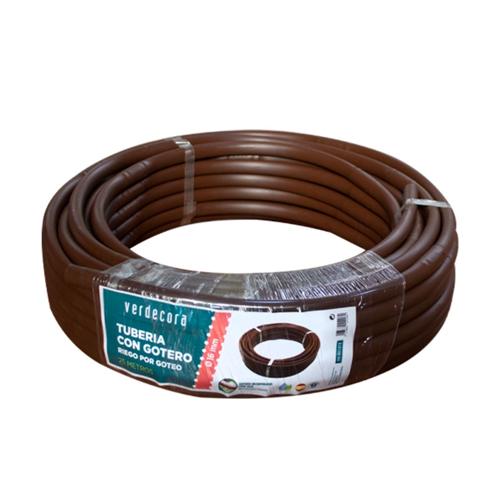 TUBERIA CON GOTERO 16MMX25M VERDECORA