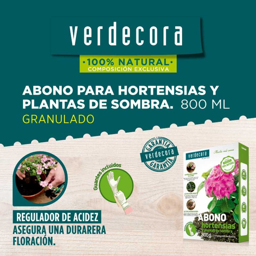 ABONO HORTENSIAS GRANULADO VERDECORA 800GR