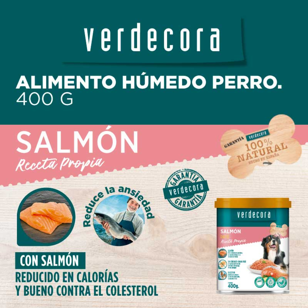ALIMENTO HUMEDO PERRO SALMON 400GR VERDECORA