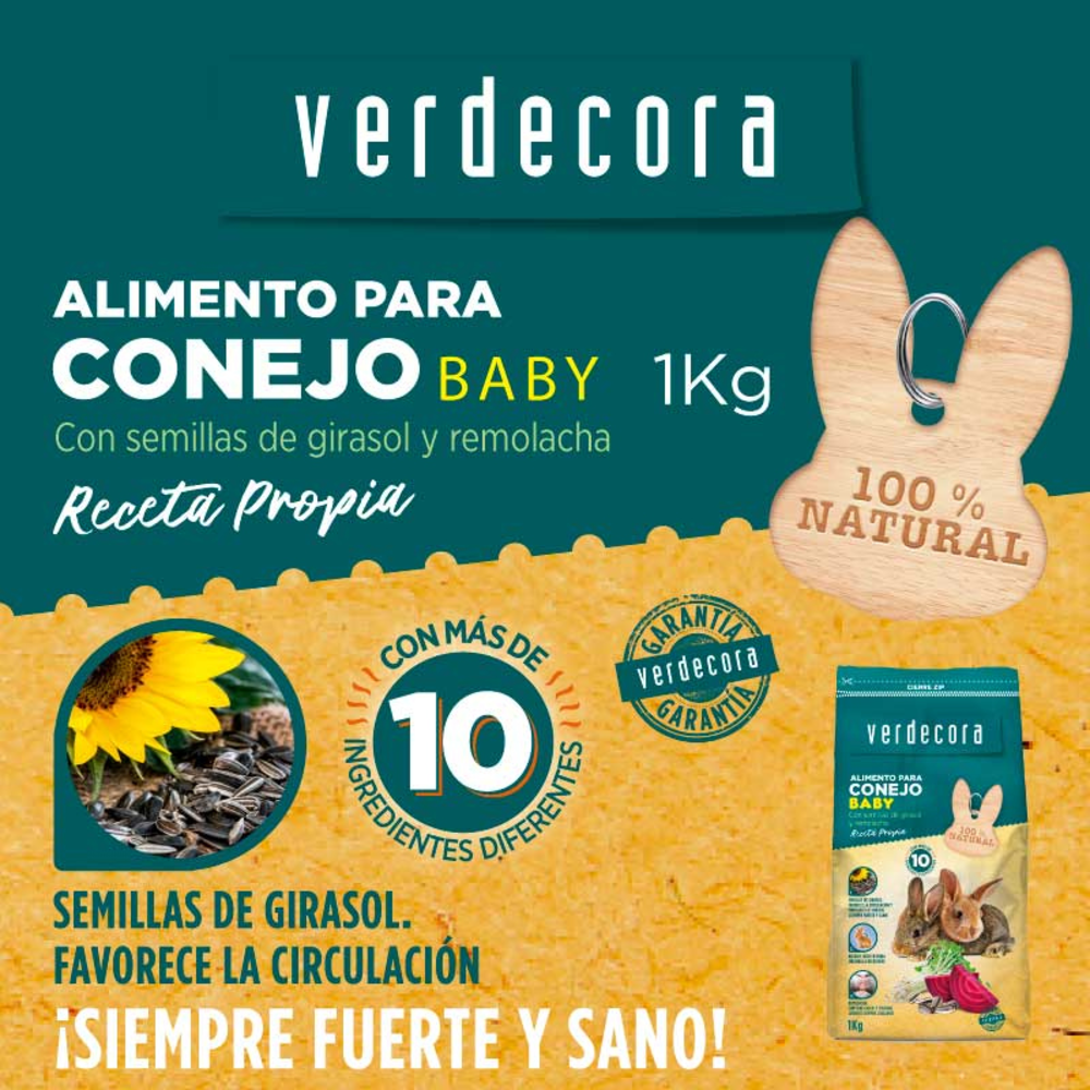 ALIMENTO CONEJO BABY 1 KILO VERDECORA