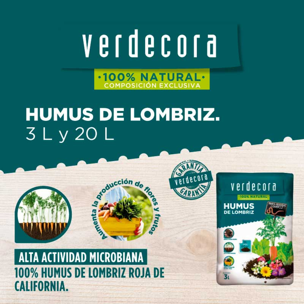 VERDECORA HUMUS DE LOMBRIZ 3 LITROS